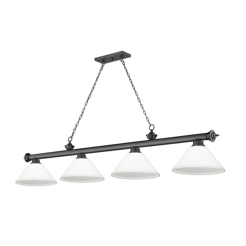 Billard 4 lumières Annaleisa, Opale mat, Bronze plaqué
