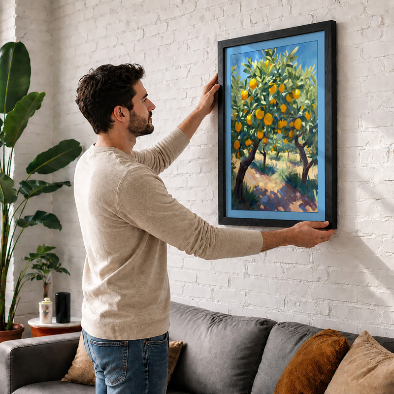 Golden Orchard Tropical - Framed Print, Walnut, A4 - 29.7 x 21.0 cm
