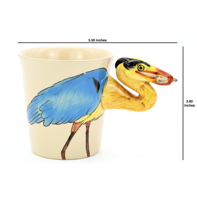 Mug196 Blue Heron W/fish Mug 10 Oz