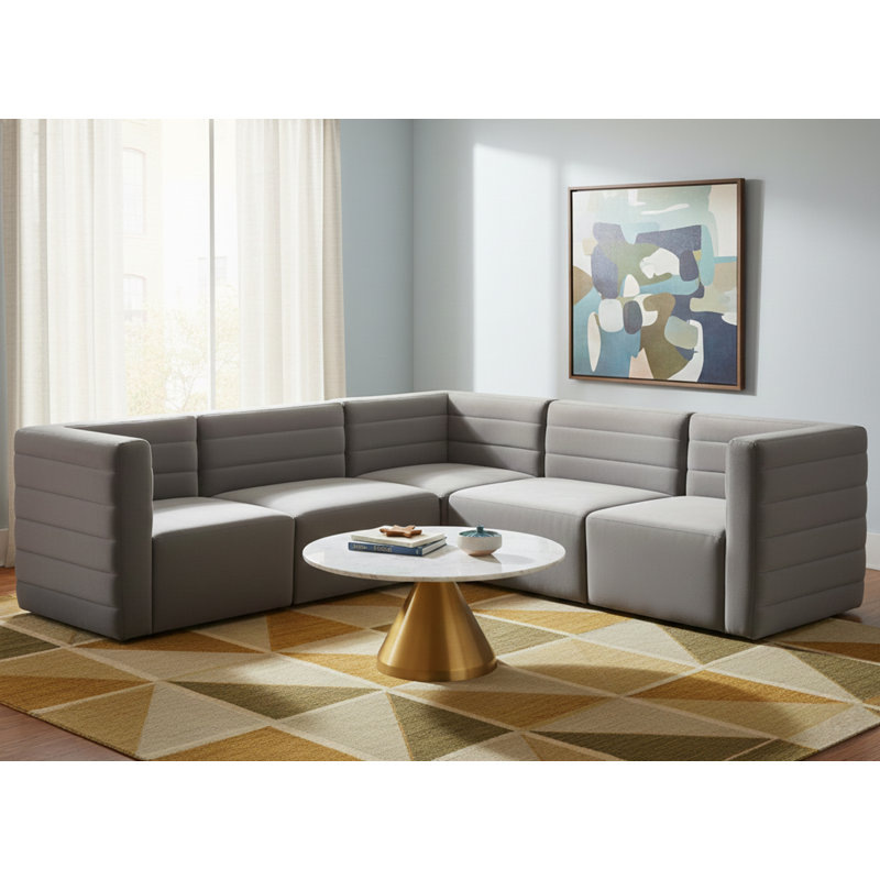 Canapé modulaire réversible en velours 95 po Enso, Velours gris