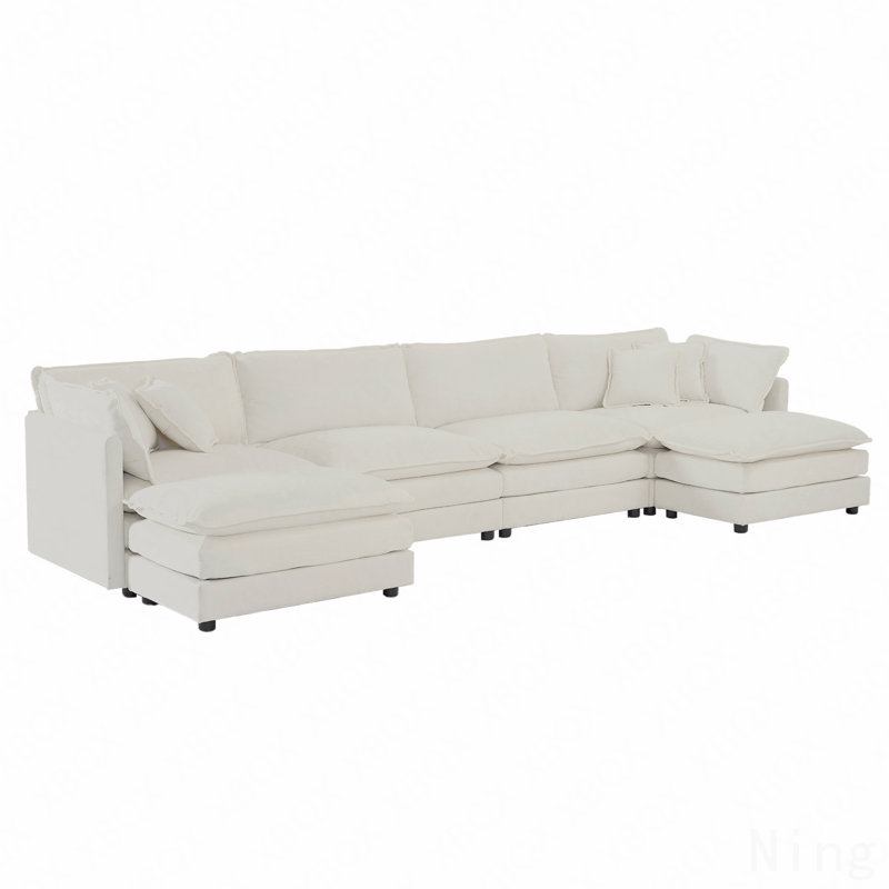 Canapé en forme de U idéal pour les week-end relaxants Canapé confortable avec méridienne réversible, grand canapé modulaire, double repose-pieds supplémentaire en chenille