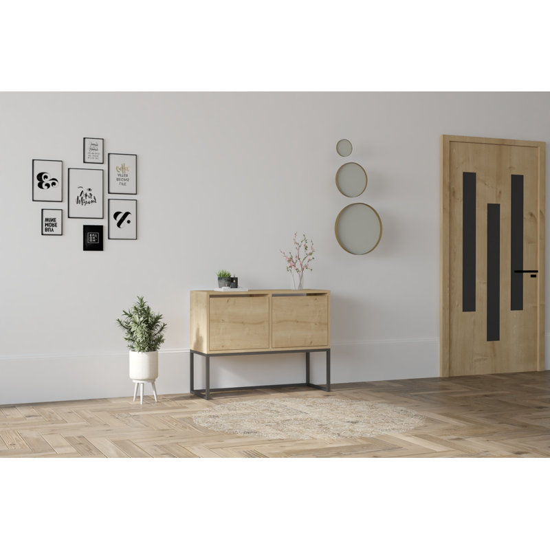 Console moderne, couleur saphir, 35,4 x 27,6 x 13,4 pouces | 100% panneau de particules enduit de mélamine, épaisseur: 0,7 pouce | Design industriel élégant, parfait pour le salon et le vestibule, élégant et durable