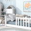 Twin Floor Platform Bed with Fence without Door-88087955