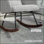 Chaise berçante moderne à haut dossier avec appui-tête et amp; Coussin lombaire, base en bois de hêtre avec structure en acier | Gris clair | Polyester