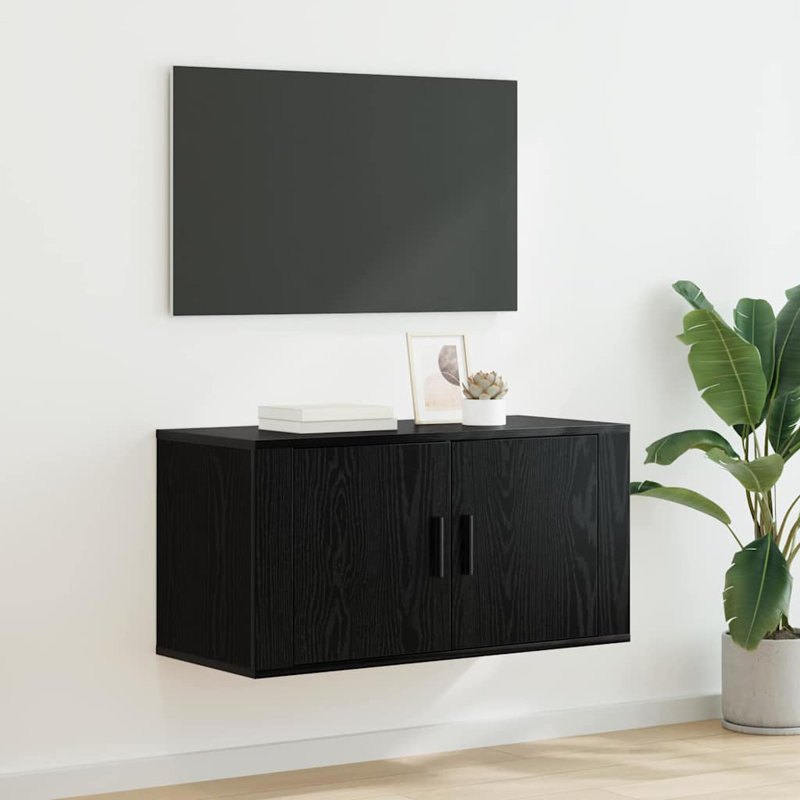 Unfinished TV Stand, 40cm H x 80cm L x 34.5cm W, Black Oak