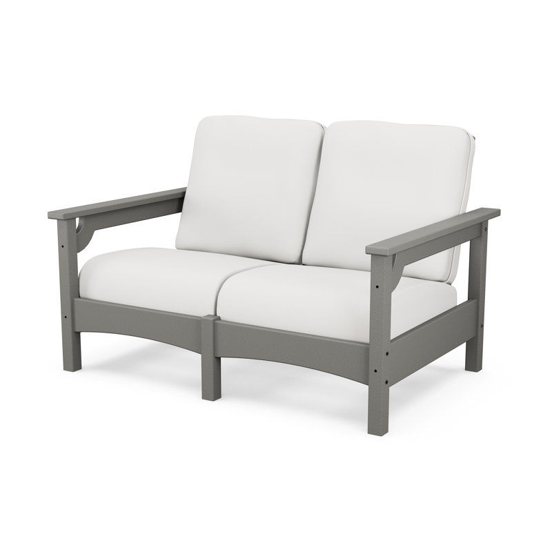 Club Loveseat, Natural Linen, Slate Gray