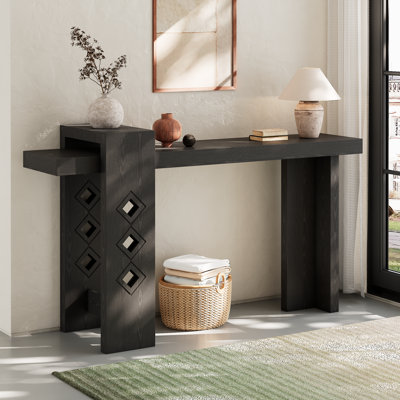 Modern Console Table for Entryway, Floating Visual Entrance Sofa Table, 63-Inch, for Living Room, Foyer, Hallway, Black
