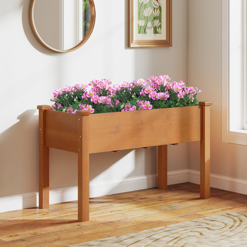 Boîte à fleurs surélevée en bois de sapin avec jardinière