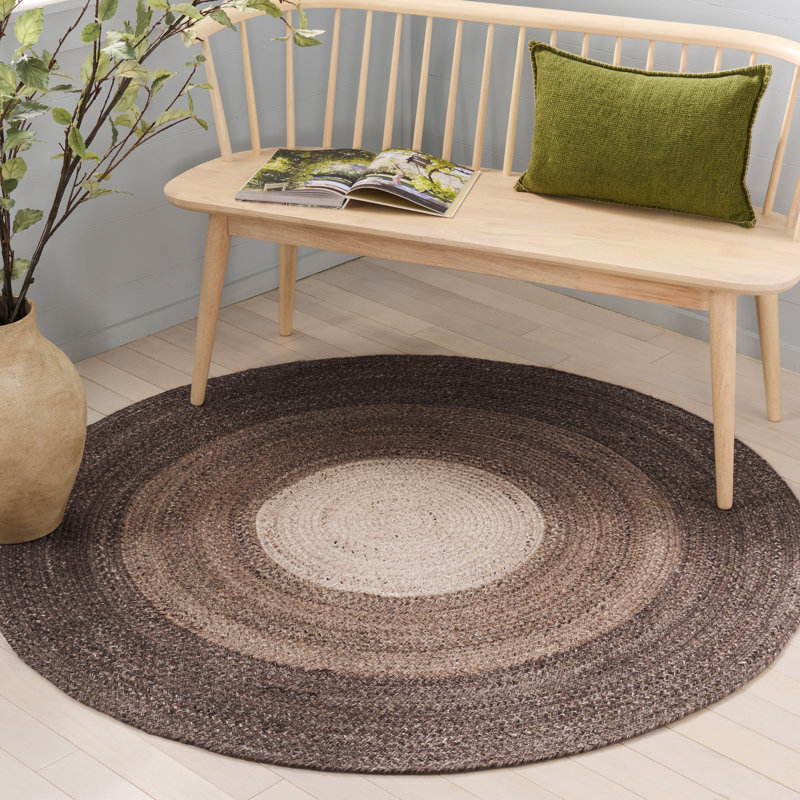 Tapis géométrique tressé à la main Bra7, Rond 5 pi
