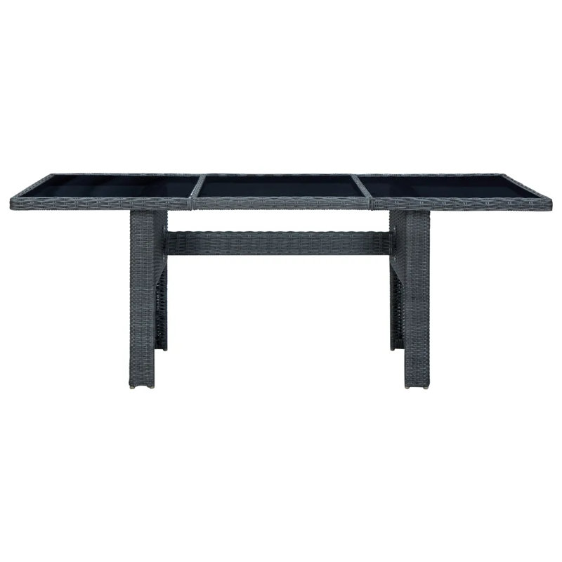 Promfret Rectangular Metal Outdoor Dining Table , 200cm W 100cm D, Dark Grey/Black