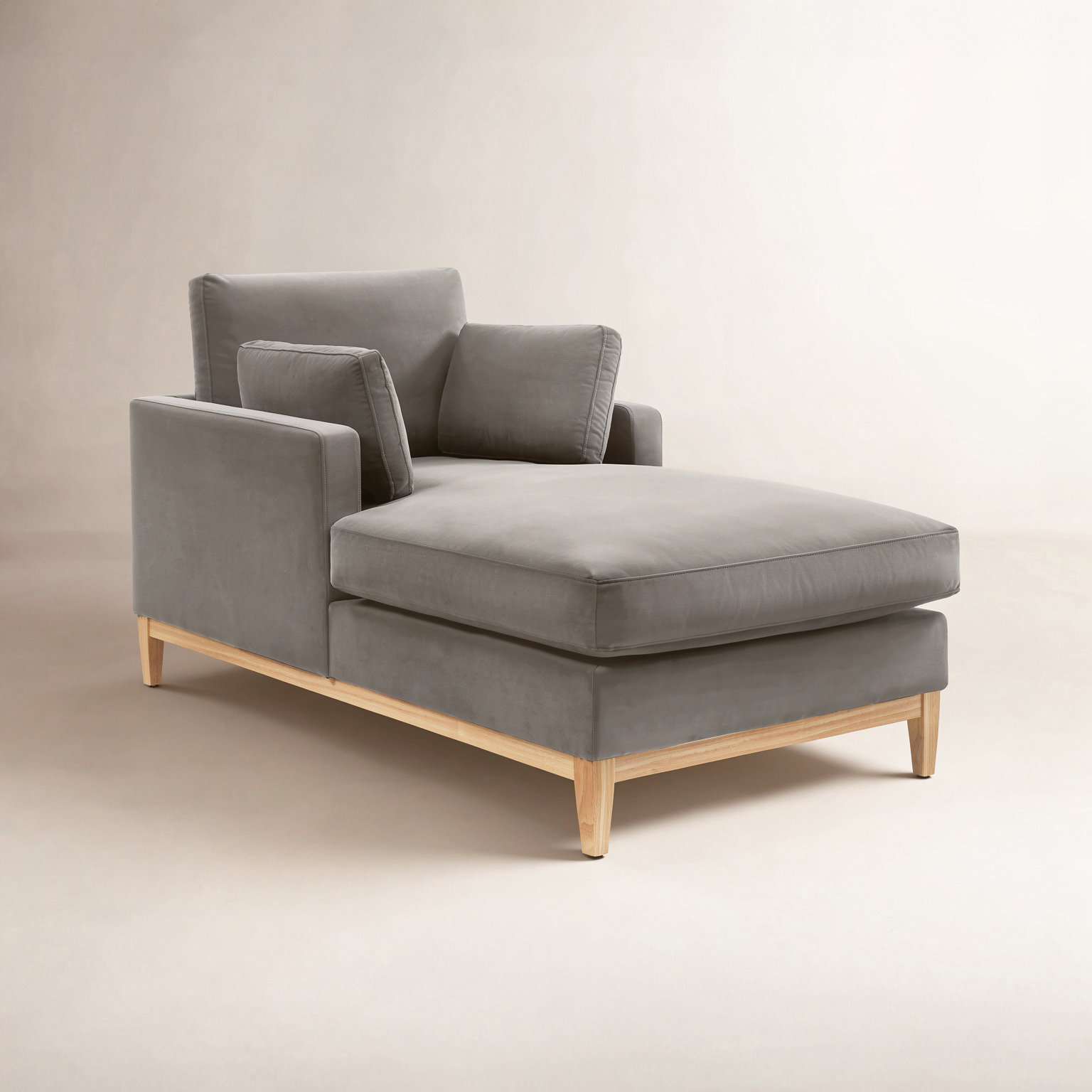 Velvet Upholstered Chaise Lounge, Java