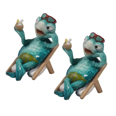 «2-PC Set» ICE ARMOUR 4 "tortue de mer bleue à la plage Figurine figurine ornement de décoration de maison / chambre et idées de cadeaux parfaits pour le réchauffement de la maison, les fêtes et les anniversaires