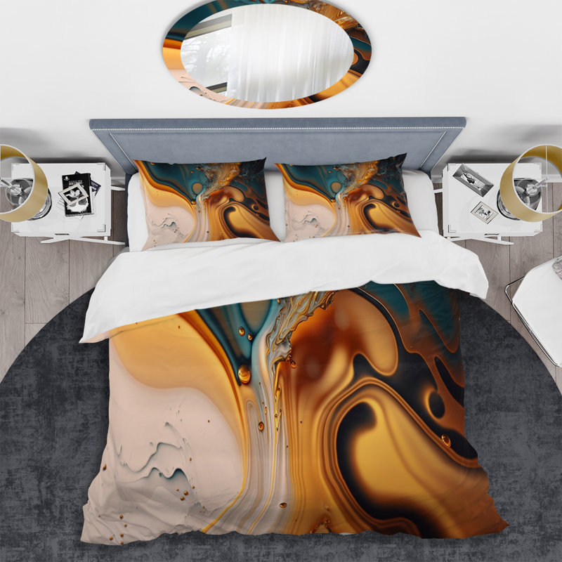 Ensemble de housse de couette en microfibre / polyester jaune et vert, Housse de couette pour grand lit et 2 taies décor
