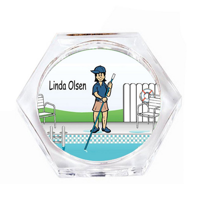 Personalized Pool Cleaner Female Drink Coaster Gift Set (4 Coasters), Oui