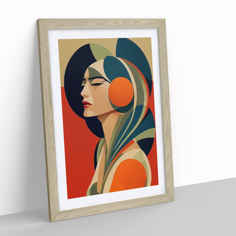 Magnificent Abstract Woman - Framed Print, 46cm H x 34cm W x 2cm D, Oak