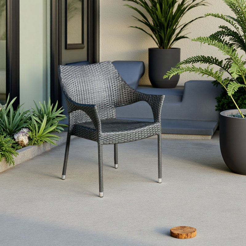 PE WICKER STACKING ARMCHAIR,1PC