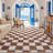 Plush Checkered Shag Area Rug - Soft Fluffy Camel & White Grid Fleece Carpet for Living Room, Bedroom, Dry-Clean Only, High-Pile Shaggy Rug with Modern Checkerboard Pattern, Cozy Non-Slip Floor Decor for Contemporary Home Spaces-60246633-58974495