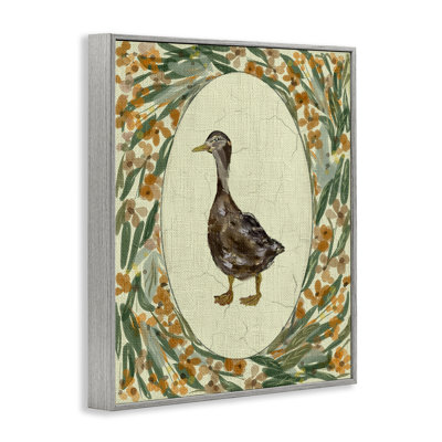 Traditional Floral Duck Portrait Framed Giclee, design by Yen