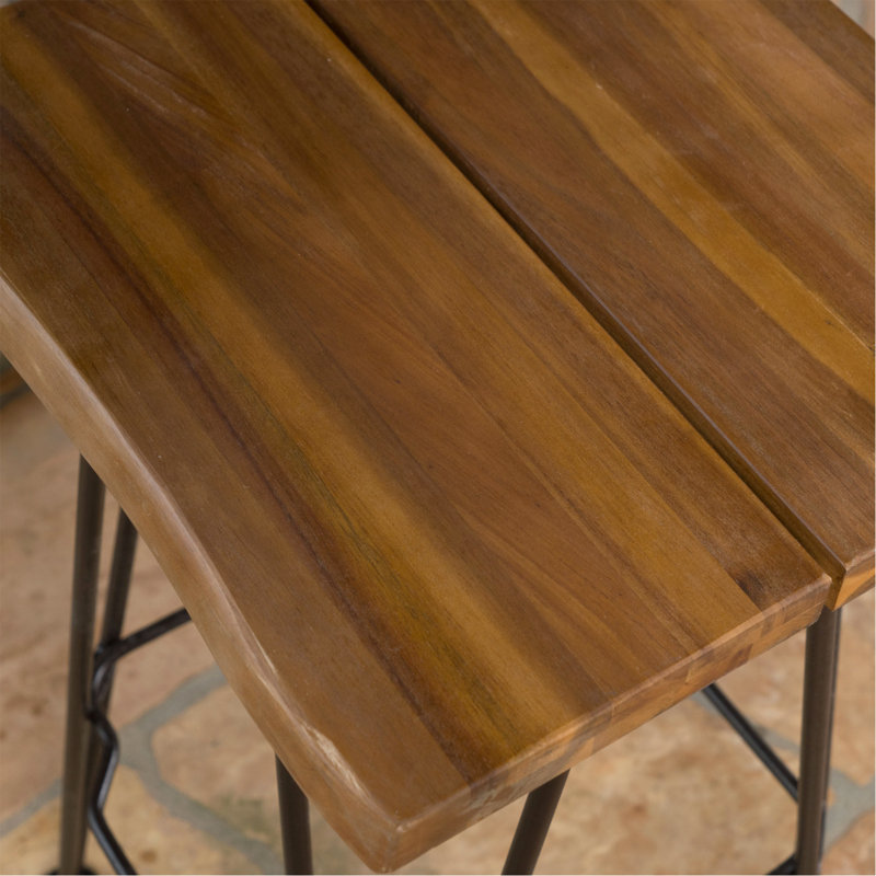 Patio Industial Wood And Metal Barstool