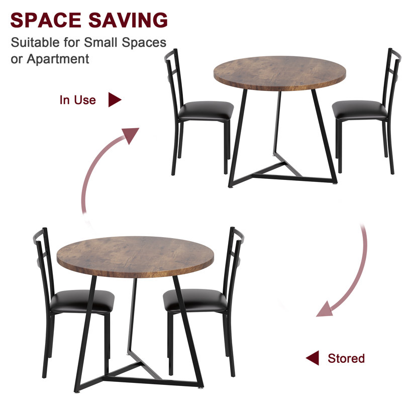 Round Dining Table for 2, Brown