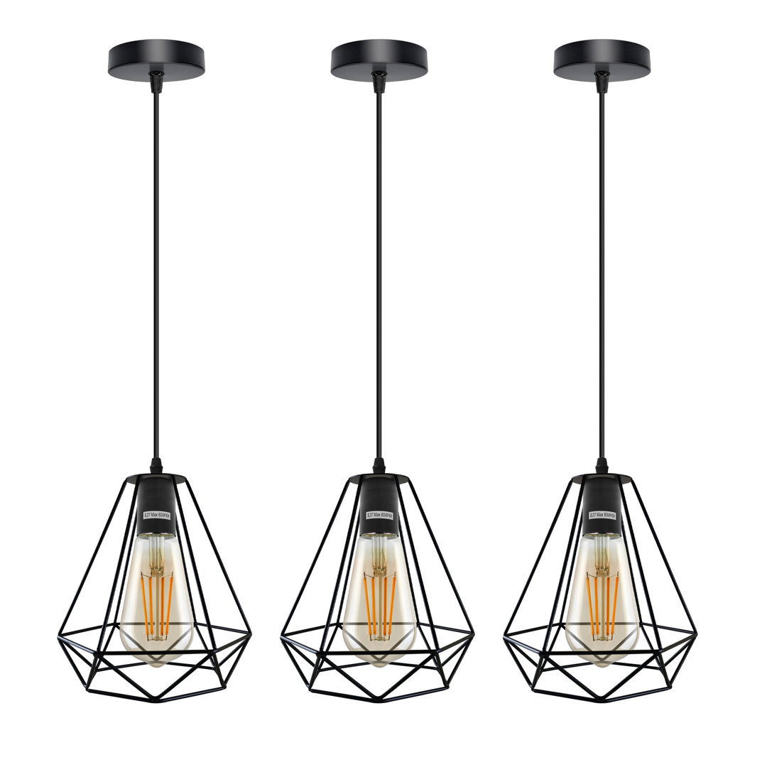 Kumari 1-Light Geometric Pendant – Industrial Cage Ceiling Light in Matte Black by Borough Wharf
