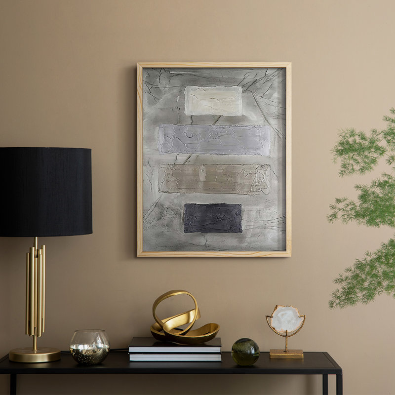 Reproduction encadrée de monolithe métallique II - bois massif, Naturel, H 21 po x l 17 po