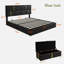 Les ensembles de chambre à coucher 2 pièces comprennent 1 lit plateforme tapissier avec système de rangement hydraulique, 1 repose-pieds avec rangement et pieds en métal