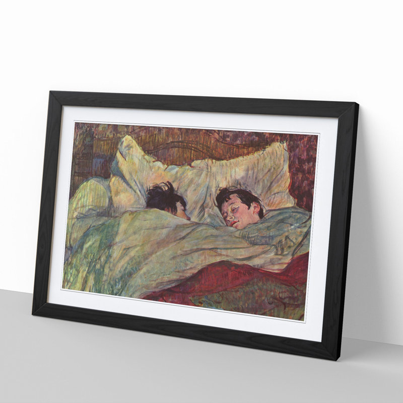 In Bed by Henri de Toulouse-Lautrec - Picture Frame Painting, 48cm H x 65cm W x 2cm D, Black Framed