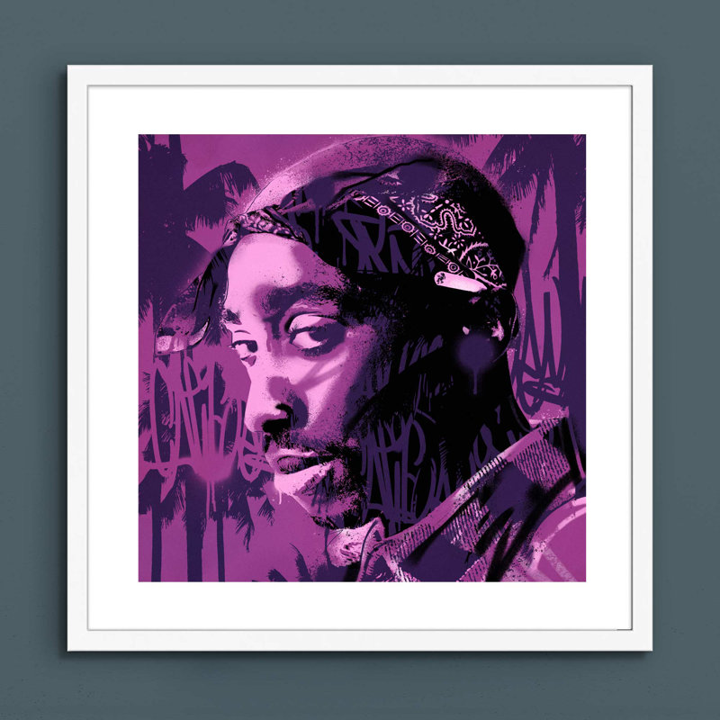 Tupac West Coast - Print, 41cm H x 41cm W x 5cm D, Matte Black/White Framed