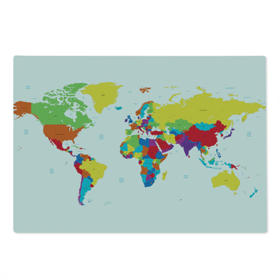 Ambesonne World Map Cutting Board Large Size Countries and Oceans Multicolor