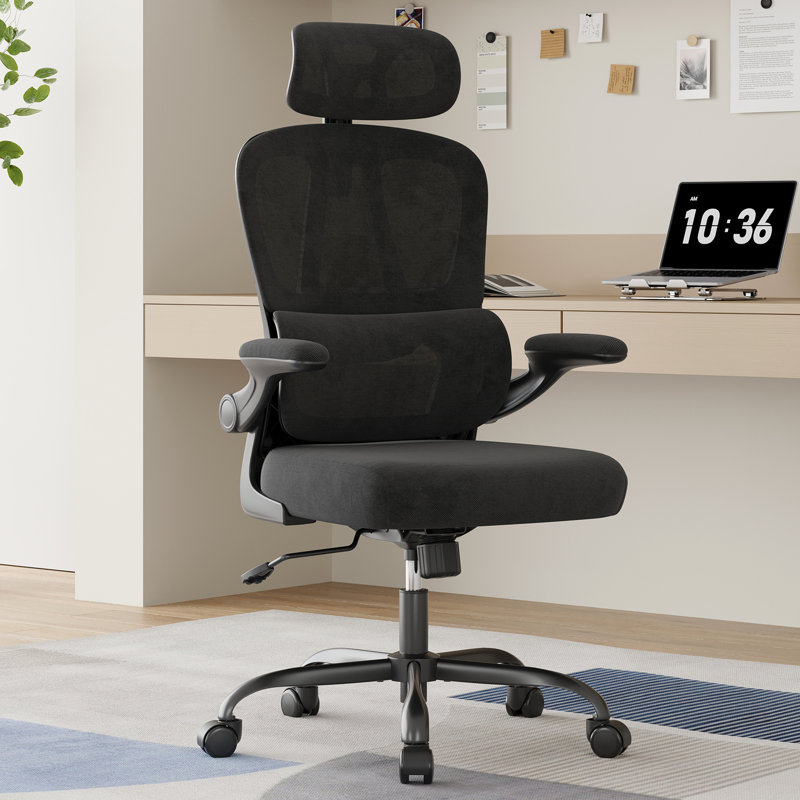 Chaise de bureau ergonomique en filet moderne, Noir, Noir