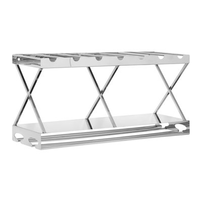 Deresha Floating Mount Wine Bottle & Glass Rack Silver