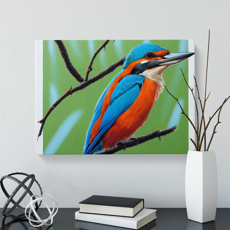 Radiant Kingfisher Bird - Wrapped Canvas Print, 40cm H x 60cm W x 3cm D
