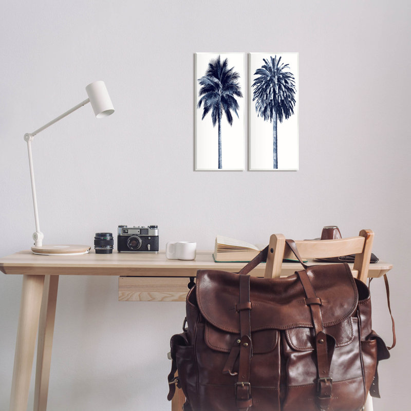 Ensemble d'art mural moderne sur toile 2 pièces Modern Modern Palms par Devon Davis, H 17 po x l 14 po x P 0,5 po, Bois