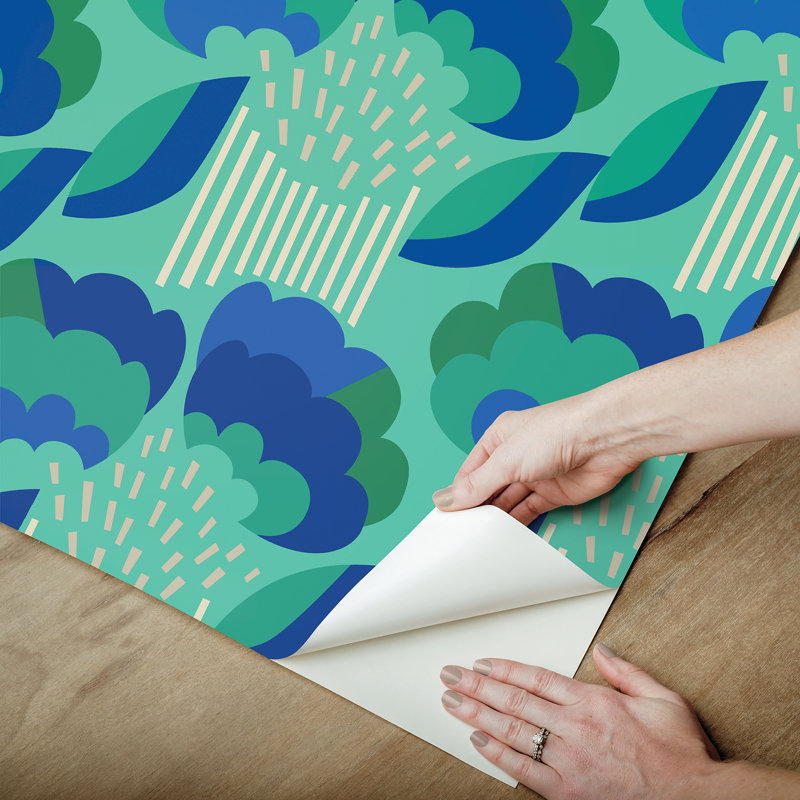 Retro Esme Pink Peel and Stick Wallpaper, Bleu