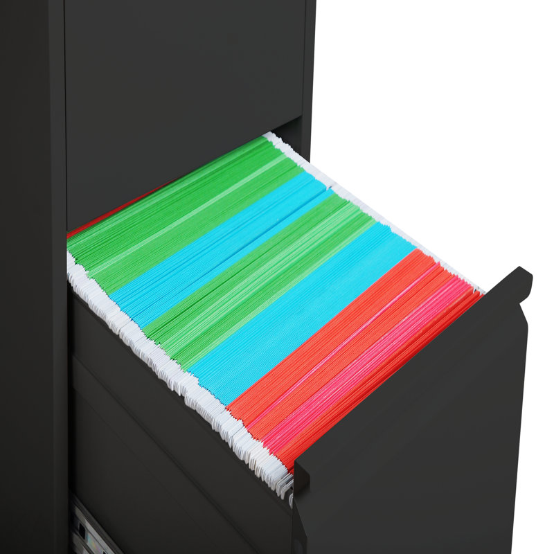 3 Drawer Metal Vertical File Cabinet With Lock Office Home Steel Vertical File Cabinet For A4 Legal/Letter Size, Black
