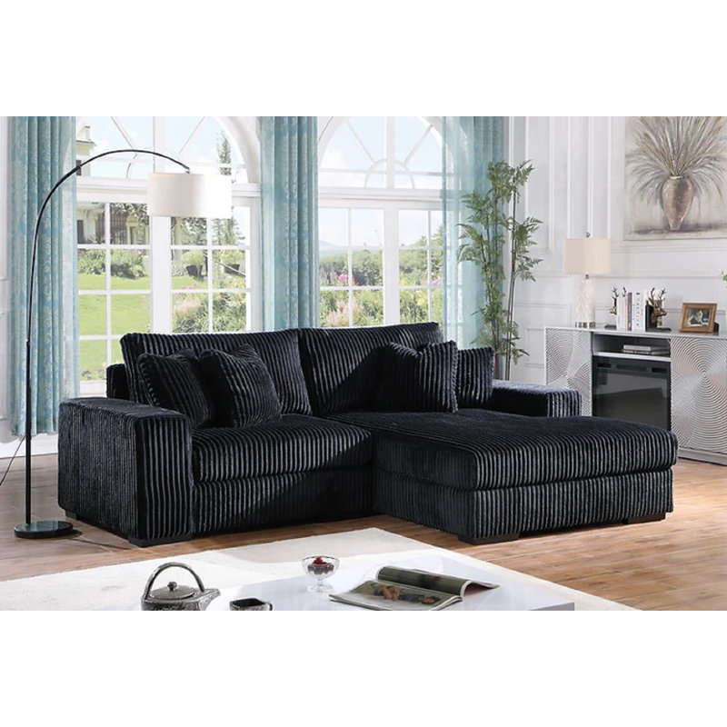 Canapé modulaire 2 pièces Mikeria, Mélange de coton noir Jodee
