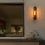 Applique murale d'extérieur noir mat avec verre nervuré cognac, lampe murale d'extérieur H 19,7 po, étanche IP44 et homologué UL