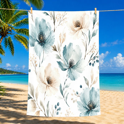 Serviette de plage à motif floral 1PCS, parfaite pour la baignade, les voyages et le camping