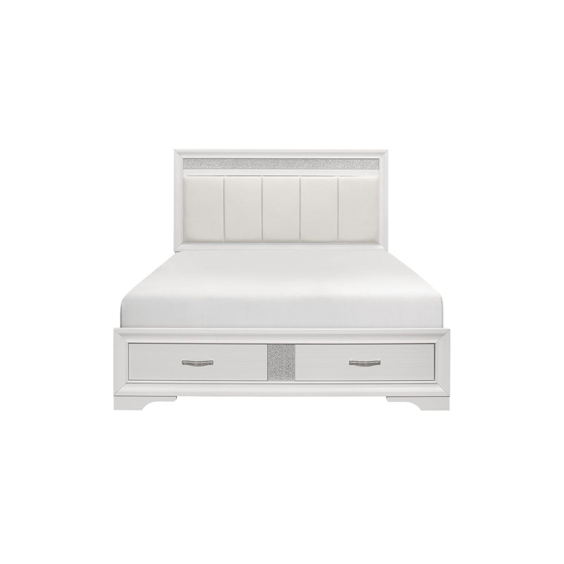 Lit plateforme avec rangement en cuir Jarya 4-1_Betta, Grand, Blanc