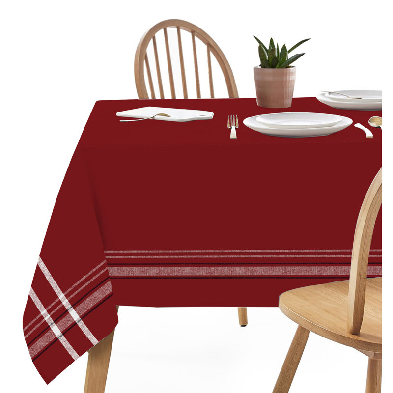 Nappe de couleur unie en mélange de coton, Rouge, 90 po x 60 po