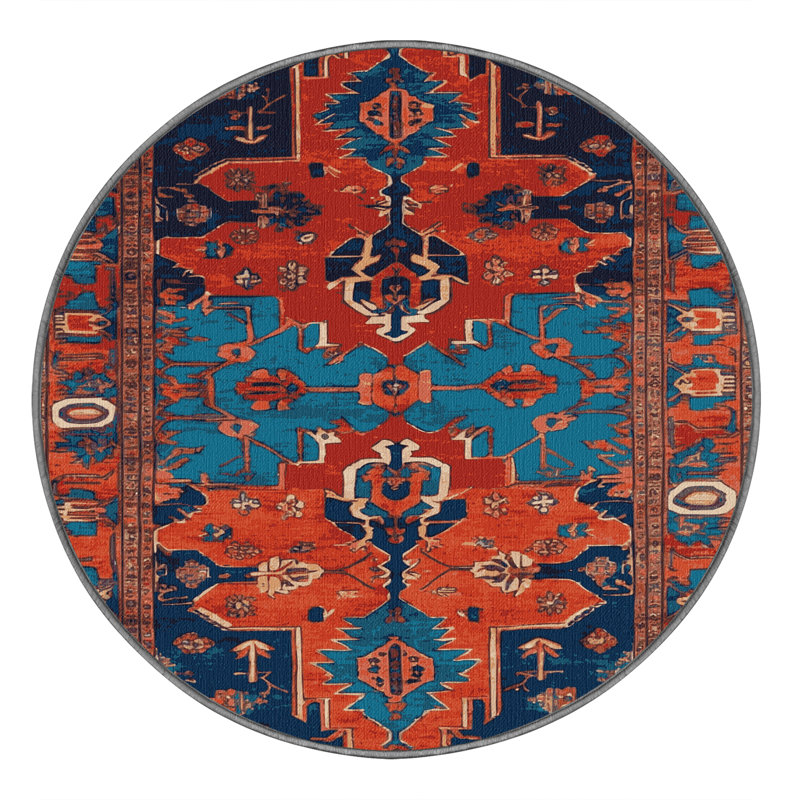 Tapis mauve lavable à la machine Tabriz, Rond 8 pi