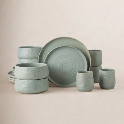 Shosai Stone by Mercer Project Shosai 16-Piece Dinnerware Set Stoneware