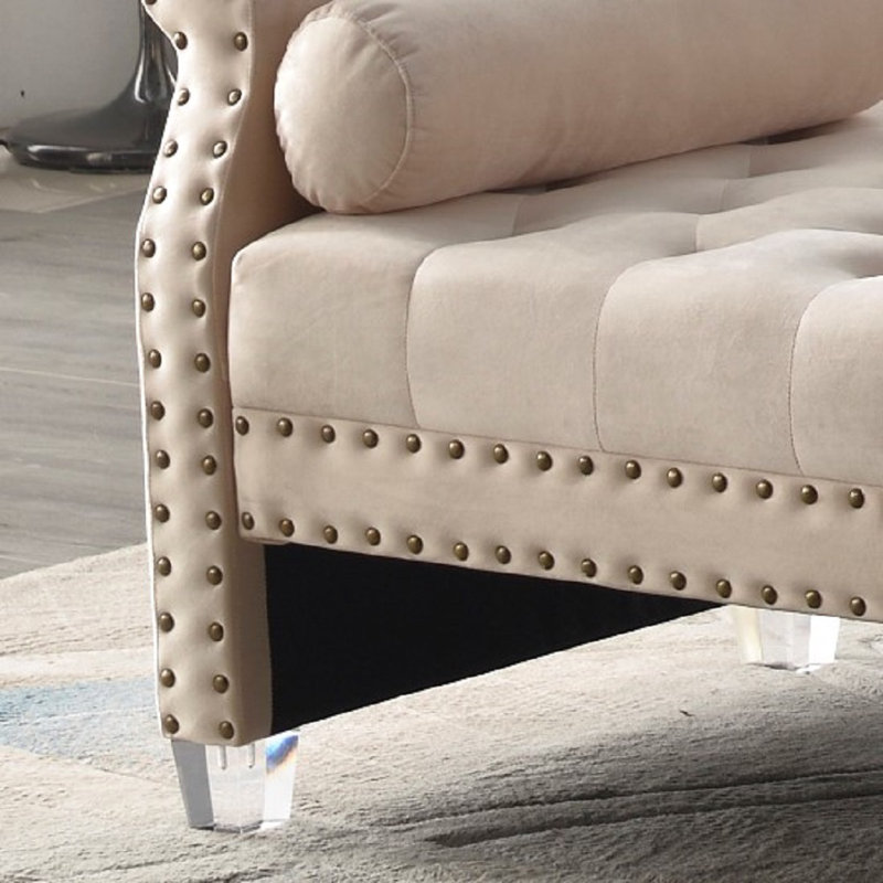 Fleeton Velvet Upholstered Bench, Beige