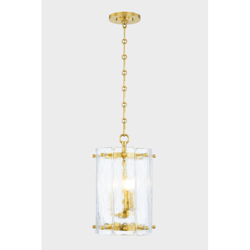 Vintage Polished Brass and Clear Glass 3-Light Pendant Lantern