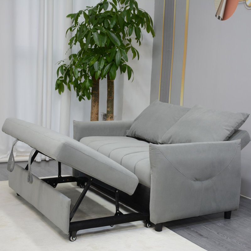 Convertible Sleeper Sofa Bed, Light Gray