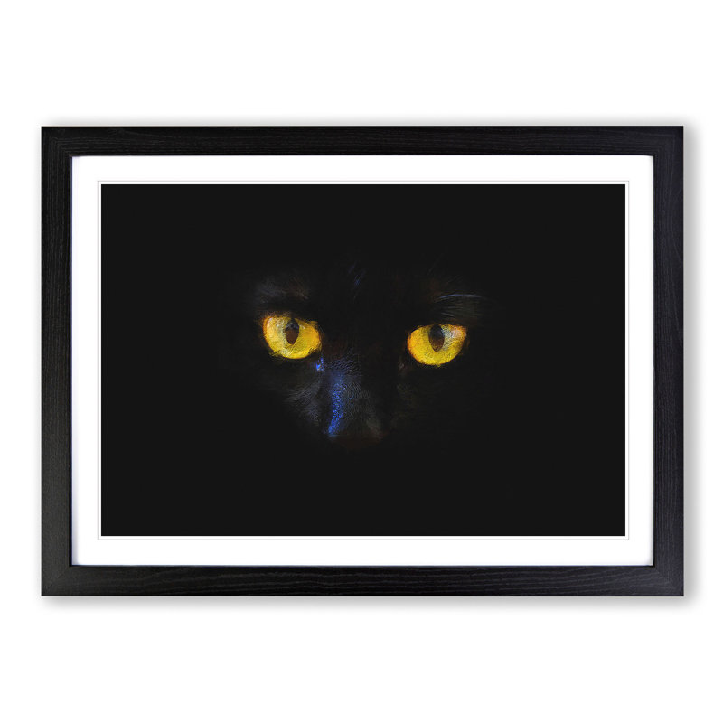 Eyes of a Cat - Picture Frame Graphic Art Print, Black Framed, 24cm H x 33cm W x 2cm D