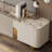 79" Luxury Marble Beige TV Stand with 4 Cabinets and Elegant Gold Legs