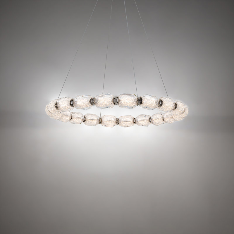 Seduction 20 Light Crystal LED Pendant, Polished Nickel