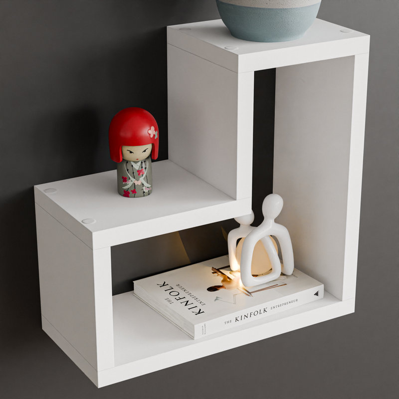 Solid Wood Decorative Storage Shelf Kubby 7.2, White, 13" H x 5.87" W x 13" D